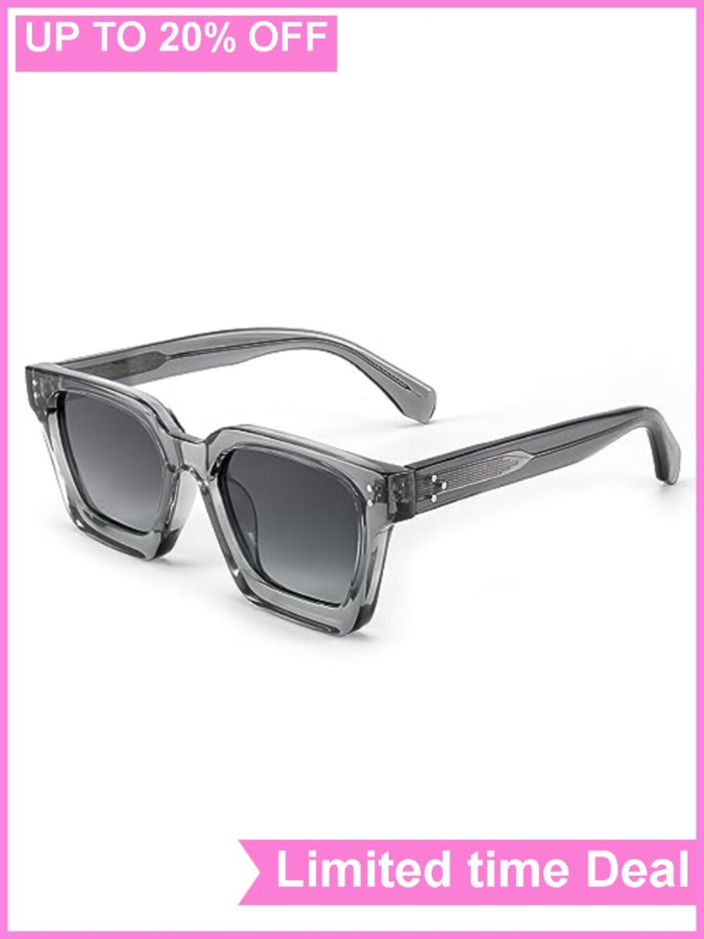 Chunky Square Polarized UV400 Sunglasses Thick TR Frame Oversized Sun Glasses